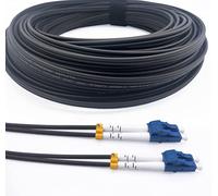 Elfcam® - Cavo Fibra Ottica con Armatura in Acciaio Corrugato LC/UPC per LC/UPC OS2 Duplex Monomodale 9/125um LSZH, Adatto per Installazioni Esterne e Interne, Nero, 20M