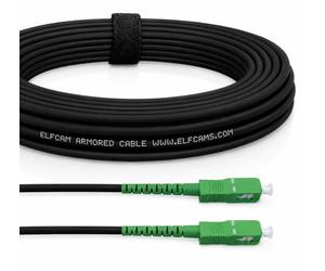 Elfcam - Cavo Fibra Ottica Con Armatura in Acciaio Corrugato SC/APC per SC/APC Simplex Monomodale, Compatibile Con TIM, Vodafone, Wind e Tre, 25M