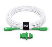 Elfcam - Cavo SC/APC Simplex Monomodale con Adattatore per Fibra Ottica, Compatibile con FTTH, Bianco (10M)