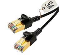 Elfcam® -Slim Cavo Ethernet Cat 8 sottile da 50 m, cavo LAN WAN, Cat8 SFTP 32AWG, 2000Mhz 40Gbps con connettori RJ45 di alta qualità, nero rotondo (50M)