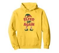 Elfed Up Again Holiday Humor Naughty Nice Elf Giochi di Parole di Natale Felpa con Cappuccio