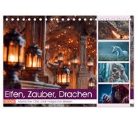 Elfen, Zauber, Drachen (Tischkalender 2026 DIN A5 quer), CALVENDO Monatskalender: Dieser Kalender entführt dich in die Welt der Fantasie wo Drachen, ... Wälder und epische Helden existieren.