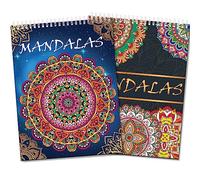 Elfew 2 Pezzi Mandala Libro da Colorare per Adulti, Con 80+Bellissimi Mandala da Colorare per Adulti Per Alleviare lo Stress e Rilassarsi, Formato A4, Rilegatura a Spirale