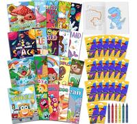 Elfew 20 Pezzi Libri da Colorare e Crayons, Colorare Per Bambini dai 2 ai 8 | Con 20 Set Crayons e 20 Colorare, Libri da Colorare Sfusi Per Bambini, Gadget Compleanno Bambini, Regalini Fine Festa