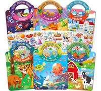 Elfew 6 Pezzi Libro Adesivi Attacca e Stacca Bambini 2 3 4 5 6 Anni, 3D Riutilizzabile Stickers, Libri Stickers Adesivi Bambin, Giochi da Viaggio, Regali per Feste, Regalo per Bambini e Bambine
