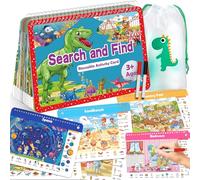 Elfew Cerca e trova libro per bambini dai 4 ai 6 anni, 3-8 anni, tappetino riutilizzabile con 2 pennarelli cancellabili a secco, libro di attività a 24 temi, giocattoli educativi per bambini dai 3