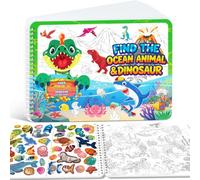 Elfew Trova L'animale Libri Adesivi Bambini,400+Adesivi Dinosauri e Animali | 20 Temi, Trova e Abbina Animali & Colorare, Libri Adesivi, Attività per Bambini dai 3 ai 5 anni, Regalo per Bambini e Bambine