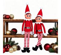 Elfi che si comportano male, elfo con gamba lunga, corpo morbido, viso in vinile, con cappello e targhetta, rosso, 2 pezzi Divertitevi questo Natale con questo nuovo elfo natalizio.Può sedersi da solo