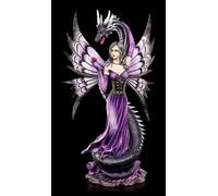 Elfi Figura Con Teste - Guardian's Embrace - Dragon Fata Fairy Lilla