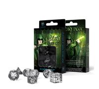 Elfica Dadi Set Traslucido e Nero Ruolo Giochi Q-Workshop Dnd Trasparente Nuovo