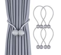 Elfinfi 4 Pezzi Calamite per Tende, Fermatenda Non è Necessario Forare, Ferma Tende con Calamita per la Decorazione Della Casa, Della Camera da Letto e Dell'ufficio (Grigio)