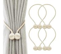 Elfinfi 4 Pezzi Calamite per Tende, Fermatenda Non è Necessario Forare, Ferma Tende con Calamita per la Decorazione Della Casa, Della Camera da Letto e Dell'ufficio (Beige)