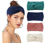 Elfinfi Fascia Capelli Donna, 4 Pezzi Fasce per Capelli Donna, Maglia Fasce, Caldo Inverno Fascia per Elasticizzato Fascia Invernale per lo Sci e la Corsa