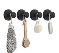 Elfinfi Gancio Ventosa, 4 Pezzi Ganci Ventosa Bagno, Multiuso Acciaio Inossidabile Gancio Accappatoio Doccia, Adatto per Bagno, Cucina, Esterno (Nero)