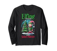 Elfing Around Santa's Patience Christmas Santa Xmas Family Maglia a Manica