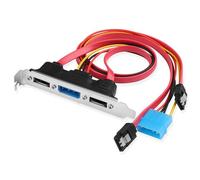 ELFJMZP Dual-Port eSATA Bracket, Desktop SATA to External eSATA Expansion, Middle Molex 4-Pin Power Connector, 2x SATA Cables + Power Cable 45cm, 6Gbps, Fits Standard PCIe Bracket Slot