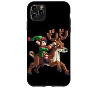 Elfo che cavalca renna design blocco stile personaggio pixel art Custodia per iPhone 11 Pro Max