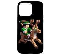 Elfo che cavalca renna design blocco stile personaggio pixel art Custodia per iPhone 15 Pro Max