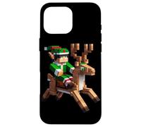 Elfo che cavalca renna design blocco stile personaggio pixel art Custodia per iPhone 16 Pro Max
