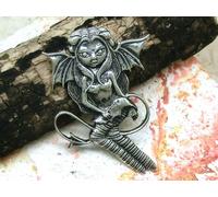Elfo Con Fledermausflügel Rimorchio 925 Argento Sterling Dunkelelfe Fatine Magia