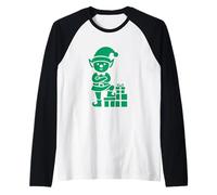 Elfo con Regali - Babbo Natale Piccolo aiutante Maglia con Maniche Raglan