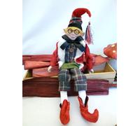 ELFO DI BABBO NATALE IN TESSUTO E CERAMICA CON ARTI MODELLABILI A PIACERE CM 40