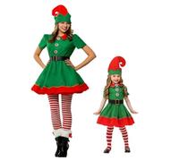Elfo dispettoso Costume da Elfo di Natale per Bambini Adulti, Vestito Da Elfo Verde Per Bambini Vestito Da Festa Di Carnevale Di Buon Natale Per Uomo Donna Costume di Prestazioni VacanzaDonna01
