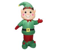 Elfo gonfiabile di Natale illuminato con luci a LED | Decorazione del cortile di Natale facile da installare, ornamento da giardino all'aperto e festivo, modello elfo con luci colorate per la