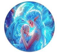 Elfo madre e bambino Puzzle 1000 Pezzi Rotondo Arte Fantastica Puzzle per Adulti