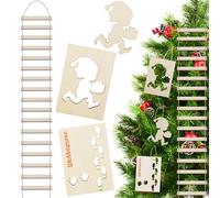 Elfo Stencil Impronte, Scala in Miniatura con Gnomo Scala di Corda, Stencil Gnomi Natalizi, Decorazione Natalizia e Casa delle Bambole, Porta Elfo Natale Accessori per Finestre, Pavimenti, Pareti