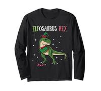Elfosauro T-Rex Elfo Dinosauro Elfi Natale Dino X-Mas Maglia a Manica