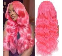ELFSECRET - Parrucche frontali in pizzo rosa Materiale dei capelli umani: La nostra parrucca di capelli umani rosa utilizza capelli umani vergini brasiliani 100% non trasformati con capelli del