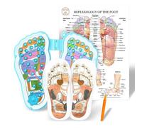 Elfzone Strumenti di riflessologia - 4 pezzi - Calze e strumenti di riflessologia per agopressione, con massaggiatore, grafico dei punti di agopuntura, calzini per massaggio ai piedi, calzini per