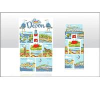 Elgate Strofinaccio Devon Landmarks, idea regalo, souvenir, 100% cotone