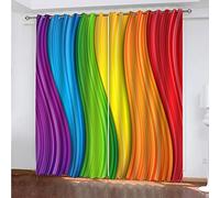 ELGISI Tende Oscuranti Camera Da Letto Per Finestre Termiche Isolanti Con Occhielli - Tenda Oscurante Camera Da Letto Bambini 2 Pannelli 140X160Cm Stampa 3D Arcobaleno Colorato Creativo