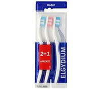 Elgydium - basic, spazzolino da denti trio, medio set di 3