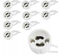 ELHEDA Set di 10 attacchi GU10 per LED e alogeni, base in ceramica con cavo in silicone da 15 cm, 0,75 mm², portalampada in ceramica di alta qualità fino a 250 V, 2 A, ideali per faretti da incasso