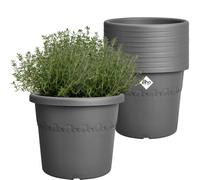 Elho Algarve Cilindro 25 Set da Vasi per Piante - Anthracite | ∅ 24.5 x A 39 cm | Adatto per uso esterno | Plastica riciclata al 100%