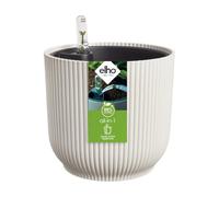 Elho All-in-1 Vibes Round 25 + Swi 24 - Vaso per Piante da Interno - 100% plastica riciclata - Ø 25 cm - Bianco/Bianco Lino