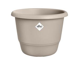 Elho Amiga Round 25 - Vaso per interno e esterno - 100% Plastica Riciclata - Ø 24.5 x H 18.5 cm - Beige/Mushroom Beige