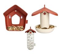 elho BNDL Cosy Window+Suet+silo Feeders con mangiatoia per finestra, rosso toscano