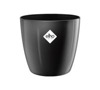 Elho Brussels Diamond Round 16 - Vaso per Interno - 100% Plastica Riciclata - Ø 15.8 x H 14.5 cm - Nero/Metallic Black
