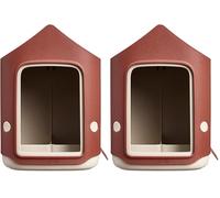 Elho Cosy Bird Feeder 18cm - Mangiatoia e Abbeveratoio per Uccelli - 100% Plastica Riciclata - L17.6 x B18 x H23 cm - Rosso/Tuscan Red (Confezione da 2)