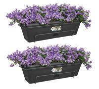 Elho Green Basics Trough Allin1 - Fioriera per Balcone esterno - 2 Pezzi - 50 cm - Nero/Living Black