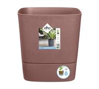 Elho Greensense Aqua Care Square 38 - Vaso per Interno esterno - 100% Plastica Riciclata - Ø 38.0 x H 38.9 cm - Marrone/Marrone Argilla