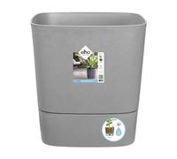 Elho Greensense Aqua Care Square 38 - Vaso per Interno esterno - 100% Plastica Riciclata - Ø 38.0 x H 38.9 cm - Grigio/Light Concrete