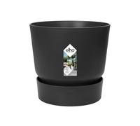 Elho Greenville Rotondo 55 cm - Grande vaso per piante da esterno - Serbatoio d'acqua incluso - 100% plastica riciclata - Nero/Living Black