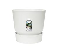 Elho Greenville Round 20 - Vaso con serbatoio idrico integrato per inerno e esterno - 100% Plastica Riciclata - Ø 19.5 x H 18.4 cm - Bianco/White