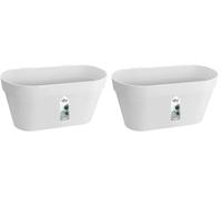 Elho Loft Urban Green Wall Pot Duo 28 - Vaso per Balcone esterno - Ø 28.0 x H 13.2 cm - Bianco/White (Confezione da 2)