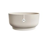 Elho Vibes Fold Bowl 25 - Grande Vaso per Piante da Interno - 100% Plastica Riciclata - Ø 24.9 x H 12.1 cm - Bianco/Bianco Lino